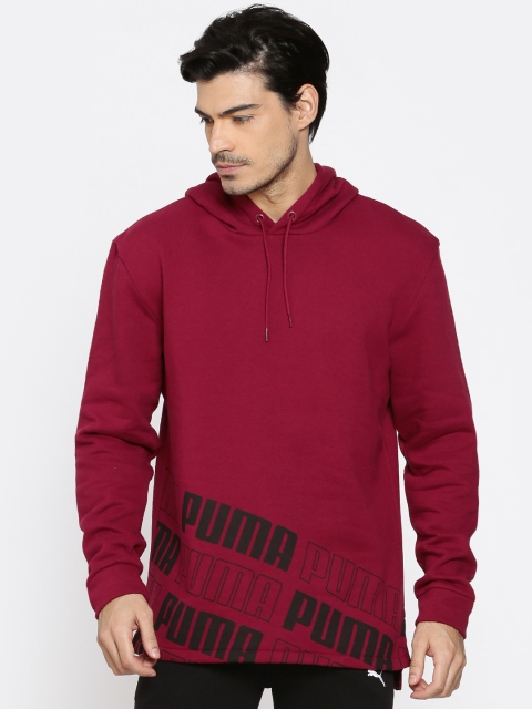 

Puma Men Maroon Printed Rebel 2.0 Hooded Sweatshirt