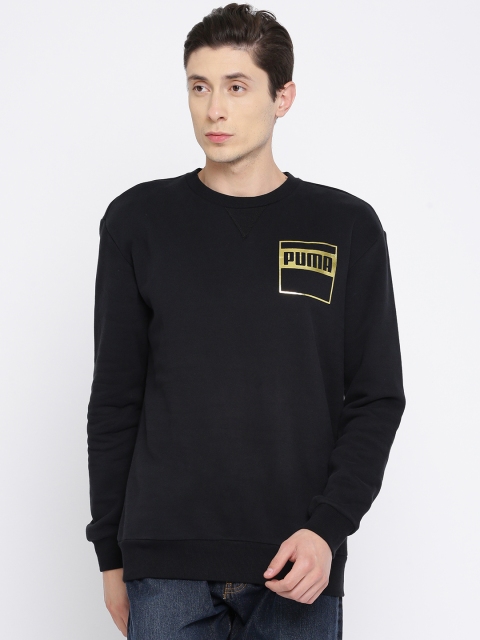 

Puma Men Black Solid Rebel Gold Crew FL Sweatshirt