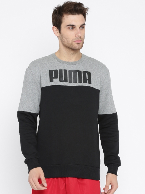 

Puma Men Black & Grey Melange Colourblocked Sweatshirt