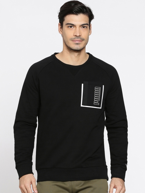 

Puma Men Black Slim Fit Solid STYLE Pocket Crew Sweatshirt