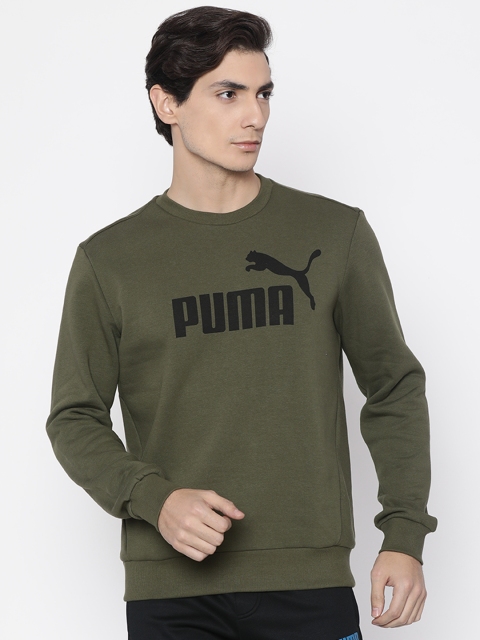 

Puma Men Olive Green ESS No.1 Crew Sweat FL Printed Sweatshirt