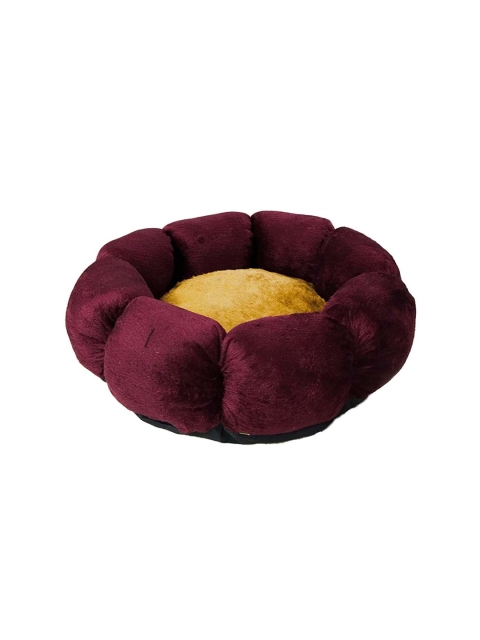 

Lulala Marron & Brown Solid Round Velvet Pet Bed, Maroon