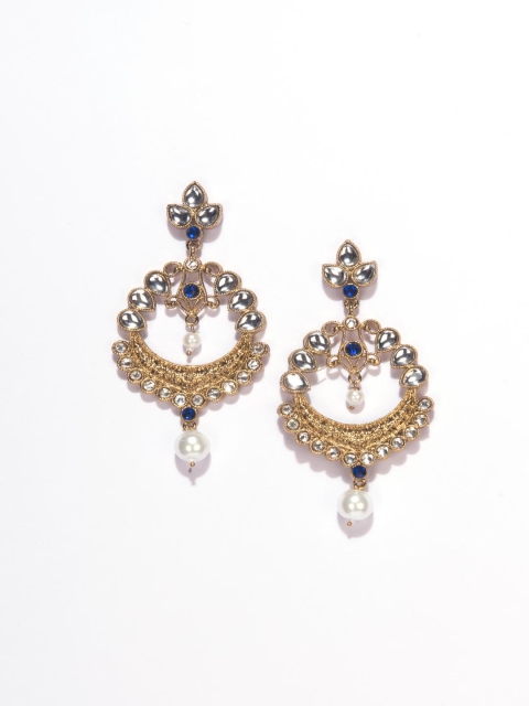 

Fida Gold-Toned & Navy Blue Drop Earrings