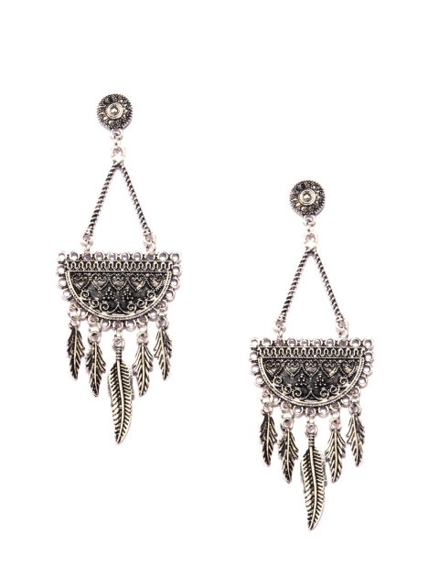 

Fida Silver-Toned Crescent Shaped Drop Earrings