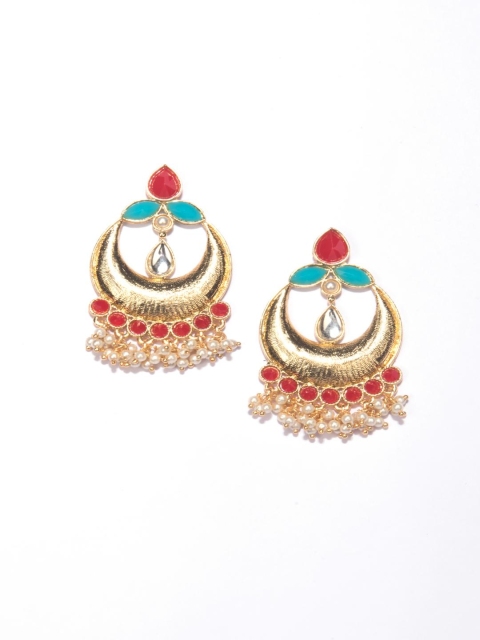 

Fida Gold-Toned & Blue Crescent Shaped Drop Earrings