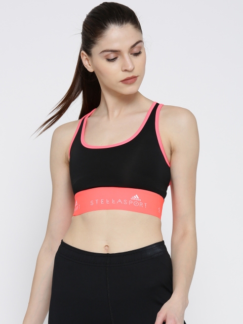 

ADIDAS Black & Pink Racer Solid Non-Wired Lightly Padded Sports Bra