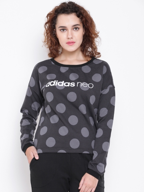 

Adidas NEO Women Grey & Black Favorites All Over Print Printed Sweatshirt