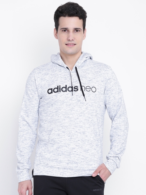 

ADIDAS NEO Men Grey Melange CE ML Printed Hooded Sweatshirt