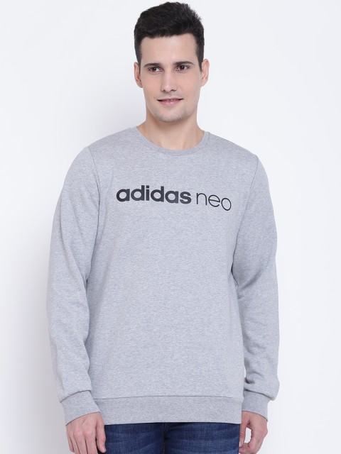 

ADIDAS NEO Men Grey Melange Printed Sweatshirt