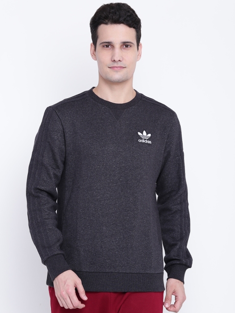 

ADIDAS Originals Men Charcoal Grey Essentials Crew Solid Sweatshirt
