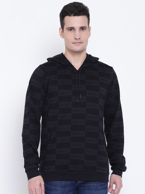 

Adidas NEO Men Black & Charcoal Grey Checked Hooded Sweatshirt