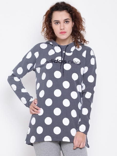 

ADIDAS NEO Women Navy & White FV All Over Print HDY Hooded Sweatshirt, Navy blue