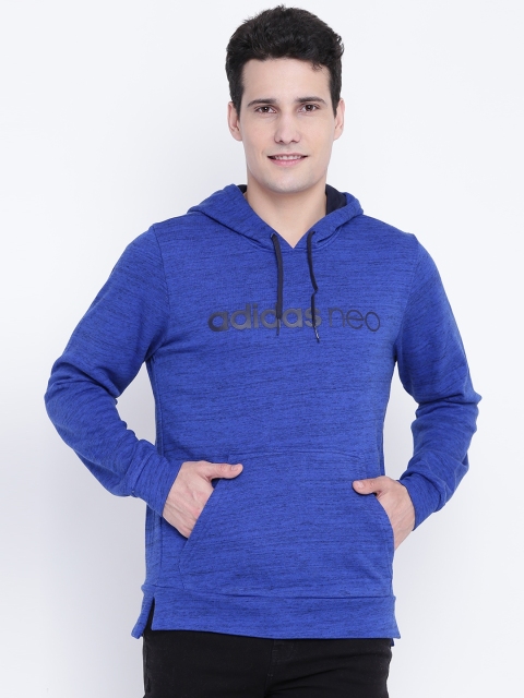 

ADIDAS NEO Men Blue CE ML Printed Hooded Sweatshirt