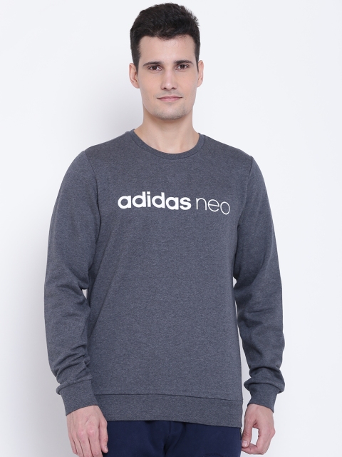 

ADIDAS NEO Men Grey Melange CE NEO Fleece Printed Sweatshirt