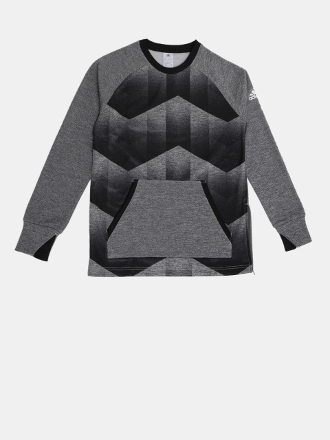 

ADIDAS Boys Grey & Black Solid Sweatshirt