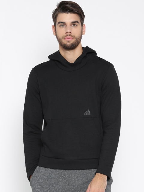 

ADIDAS Men Black ID CHAMP Solid Hooded Sweatshirt