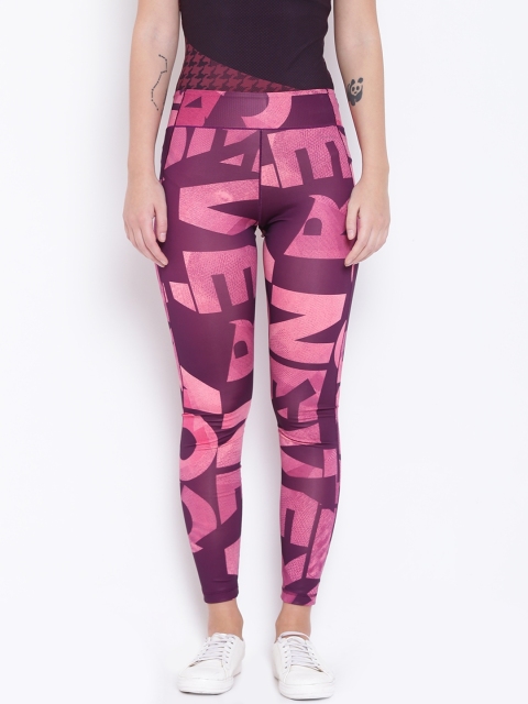 

ADIDAS Women Pink & Burgundy Ultra Long Climalite Printed Tights