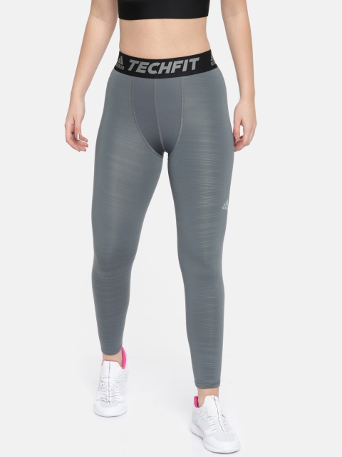 

ADIDAS Women Grey TechFit Climawarm Printed Long Tights