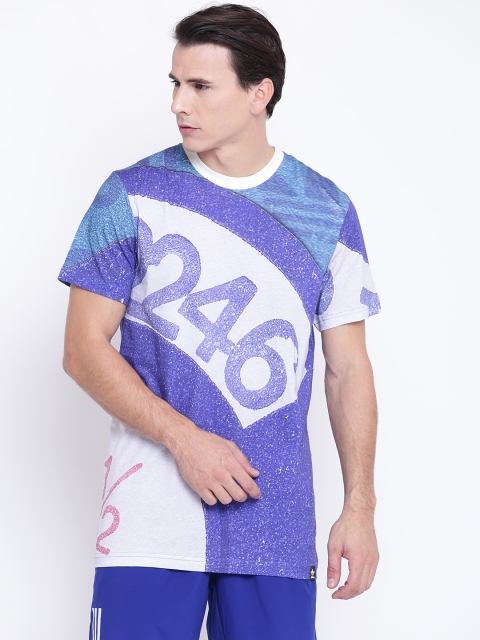 

ADIDAS Originals Men Blue & White Archive Catalog Printed Round Neck T-shirt
