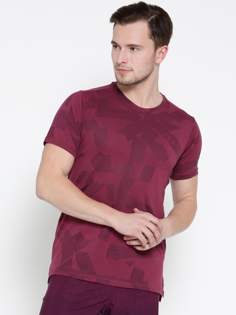 

ADIDAS Men Magenta Freelift Elite Self-Design Round Neck T-shirt
