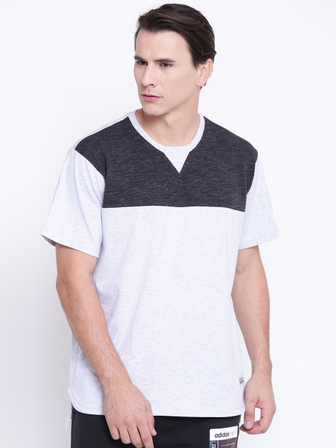 

ADIDAS NEO Men Grey Melange UT Mix Colourblocked Round Neck Jersey T-shirt