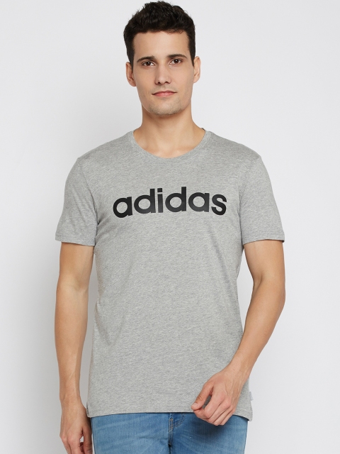 

ADIDAS NEO Men Grey Melange CE SS Printed Round Neck T-shirt