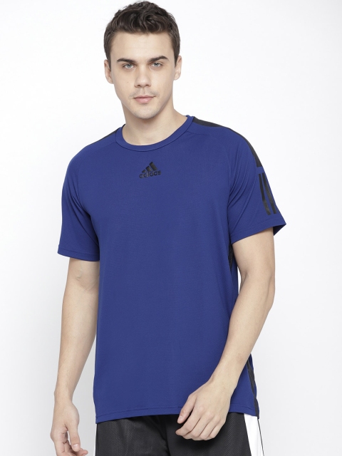 

ADIDAS Men Blue Barricade Solid Round Neck T-shirt