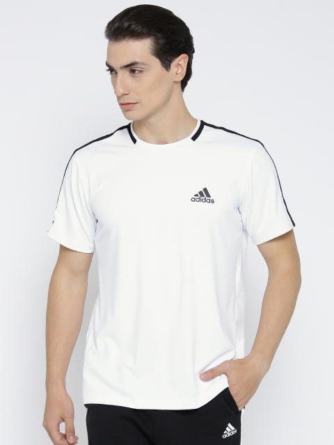 

ADIDAS Men White Advantage Solid Round Neck T-shirt