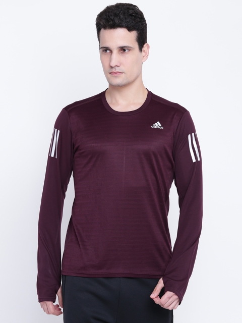 

ADIDAS Men Burgundy Solid Response LongSleeve T-shirt