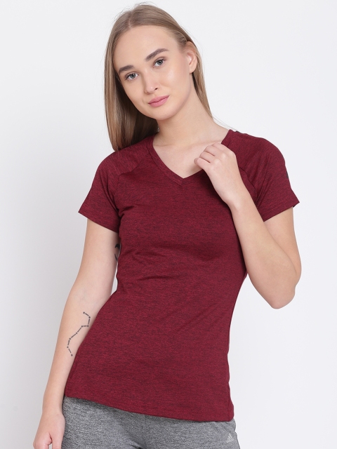 

ADIDAS Women Red FREELIFT V-Neck T-shirt