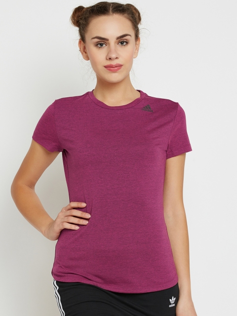 

ADIDAS Women Magenta Solid Round Neck Prime T-shirt