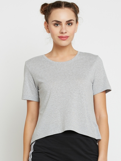 

ADIDAS Women Grey Melange PRF Open Back Solid Top