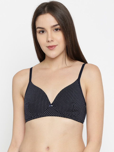 

Enamor Navy Blue Printed Non-Wired Lightly Padded Everyday Bra A171