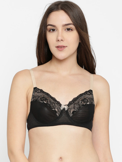 

Enamor Black Lace Underwired Non-Padded Everyday Bra