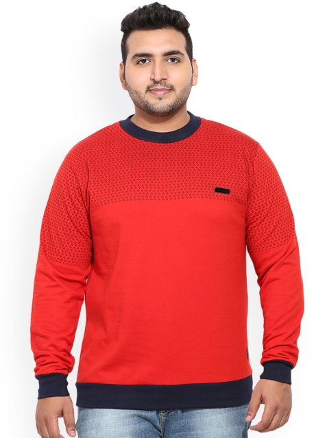 

John Pride Plus Size Men Red Printed Sweatshirt
