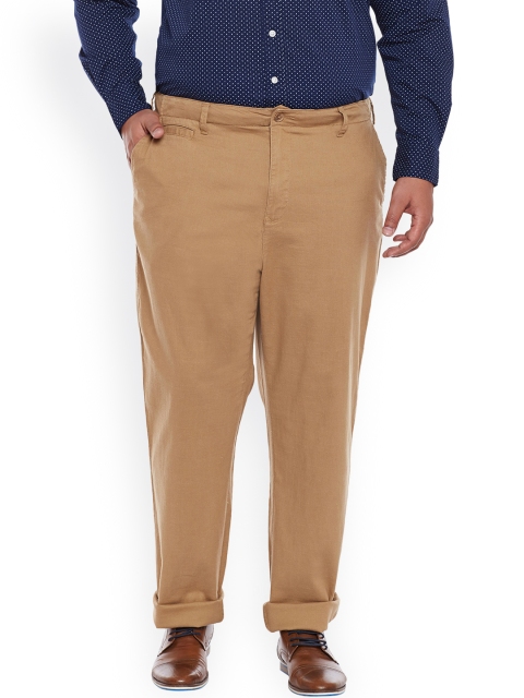 

ALTOMODA by Pantaloons Plus Size Men Beige Solid Regular Trousers