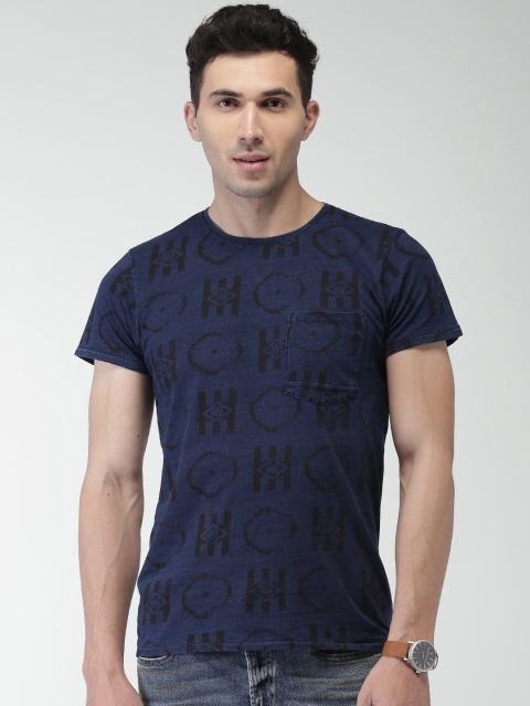 

Scotch & Soda Men Navy Blue Printed Round Neck T-shirt