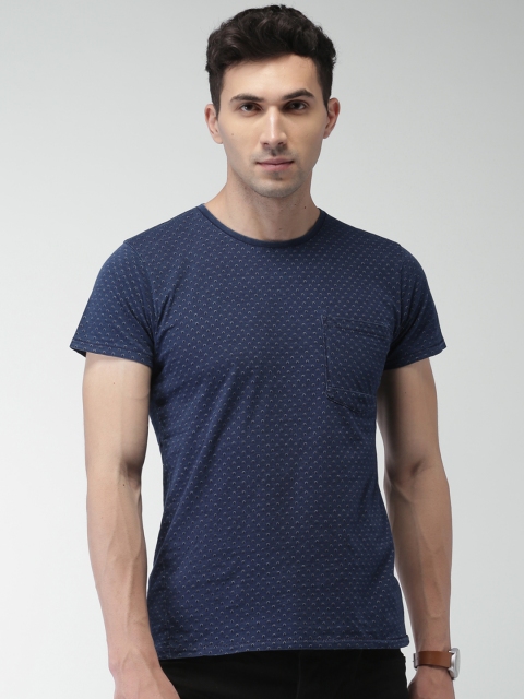 

Scotch & Soda Men Blue Printed Round Neck T-shirt