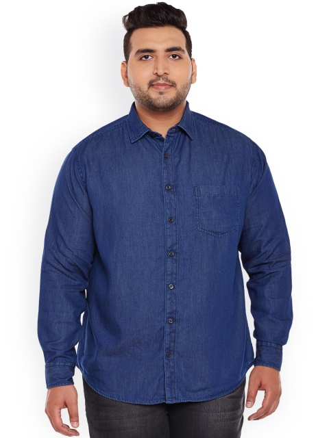 

ALTOMODA by Pantaloons Plus Size Men Blue Regular Fit Solid Casual Shirt