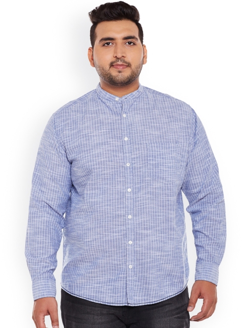 

ALTOMODA by Pantaloons Plus Size Men Blue White Regular Fit Striped Casual Shirt