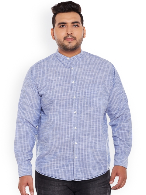 

ALTOMODA by Pantaloons Plus Size Men Blue White Regular Fit Checked Casual Shirt