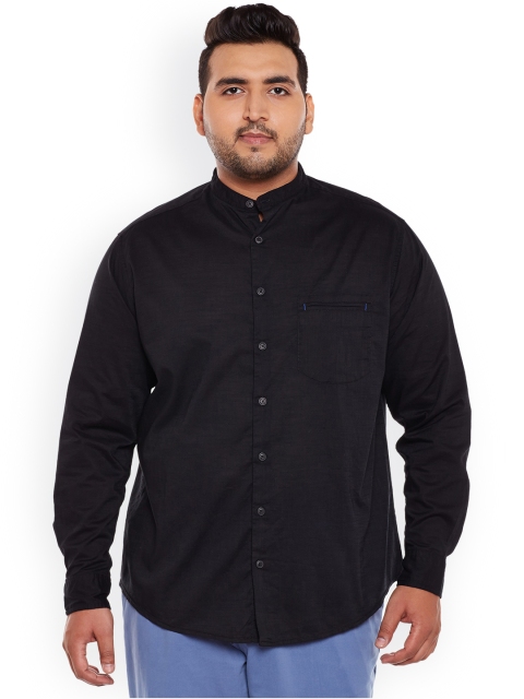 

ALTOMODA by Pantaloons Plus Size Men Black Regular Fit Solid Casual Shirt