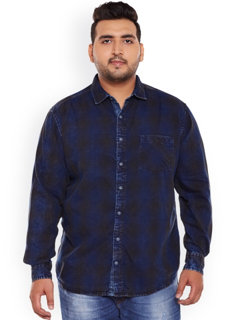 

ALTOMODA by Pantaloons Plus Size Men Blue Regular Fit Striped Casual Shirt