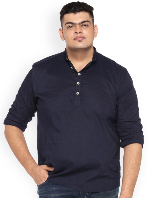 

ALTOMODA by Pantaloons Plus Size Men Navy Blue Regular Fit Solid Casual Shirt
