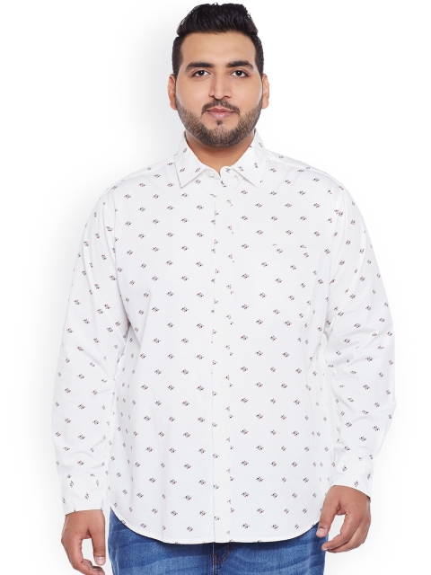 

ALTOMODA by Pantaloons Plus Size Men White Printed Regular Fit Casual Shirt