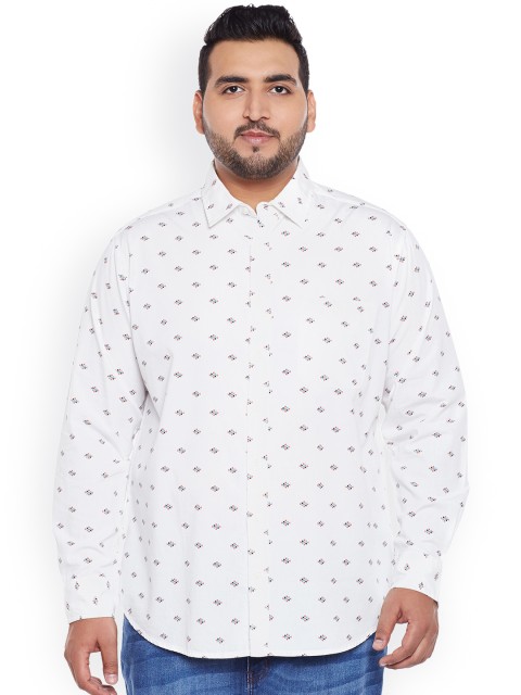 

ALTOMODA by Pantaloons Plus Size Men White Pink Printed Regular Fit Casual Shirt