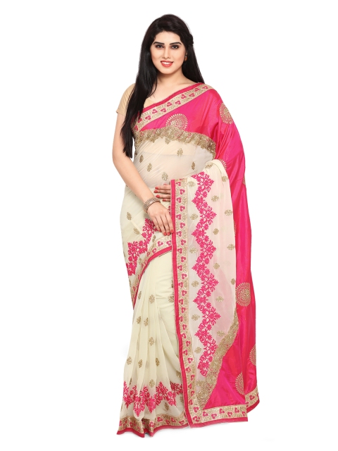 

Colors Pink & Cream-Coloured Poly Silk Embroidered Saree