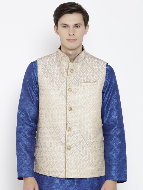 

indus route by Pantaloons Beige Woven Design Nehru Jacket
