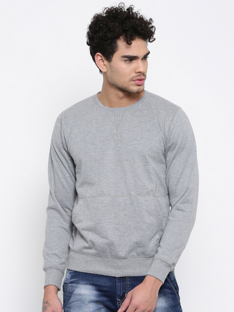 

Sports52 wear Men Grey Melange Solid Sweatshirt