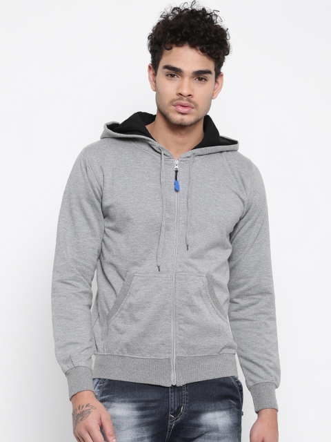 

Sports52 wear Men Grey Melange Solid Hooded Sweatshirt
